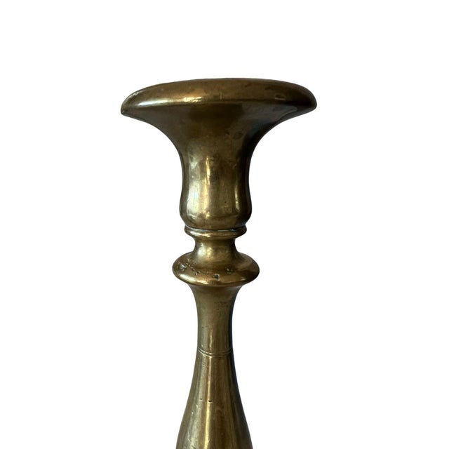 Late 19th Century Antique Solid Brass, Classical Candlestick Holders- a Pair For Sale - Image 5 of 9