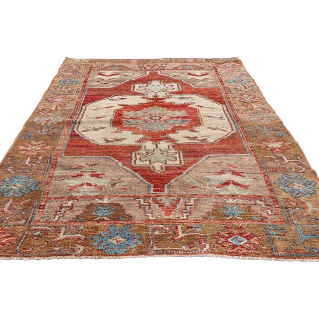 Modern Vintage Turkish Oushak Rug, 03'09 X 07'03 For Sale - Image 3 of 10