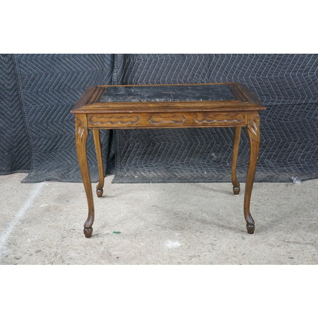 Antique Belle Epoque French Louis XV Style Walnut Marble Side Table Plant Stand For Sale - Image 15 of 18