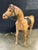 Transitional Vintage 1950s Tall Brown Leather Standing Horse Sculpture For Sale - Image 3 of 11