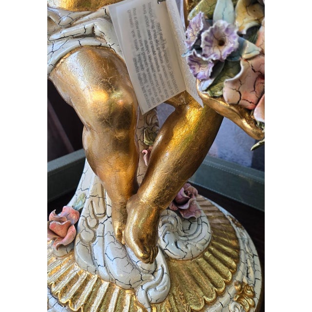 Gold Lorenzon Italian Gold Cherub Ceramic Sculpture For Sale - Image 8 of 10