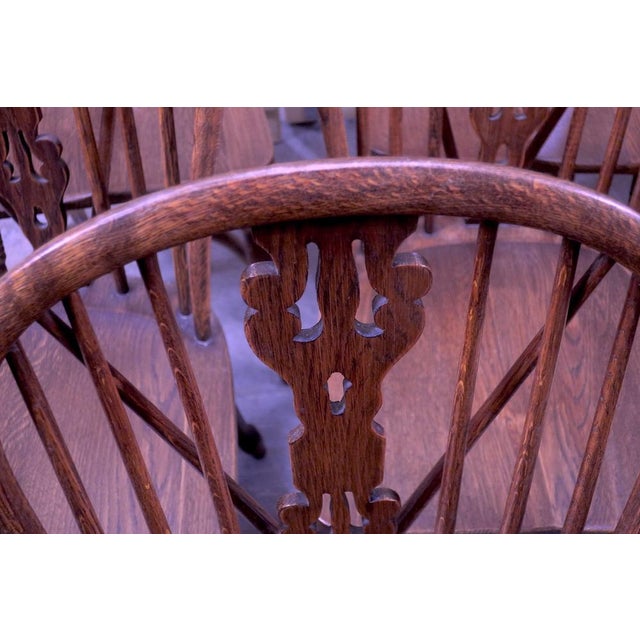 Mid-Century Modern Mid-Century Modern Oak Lyre-Back Windsor Chairs, Set of 6 For Sale - Image 3 of 17