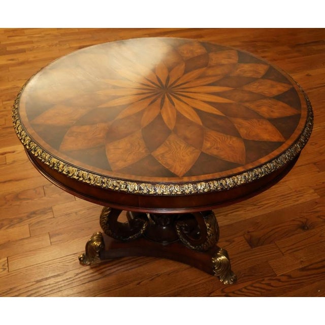 Maitland Smith Spiro Mixed Wood and Metal Entry Center Table For Sale - Image 9 of 12