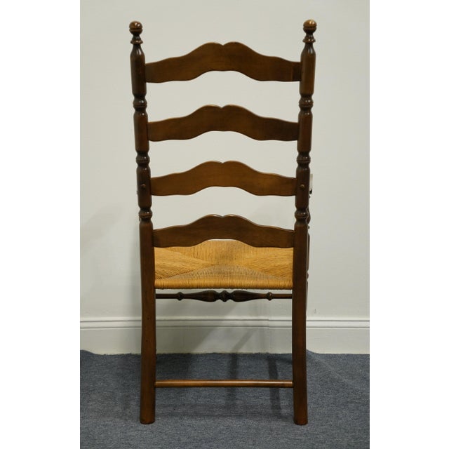 Ethan Allen Heirloom Nutmeg Maple Colonial Early American Ladderback Rush Seat Dining Arm Chair For Sale In Kansas City - Image 6 of 9