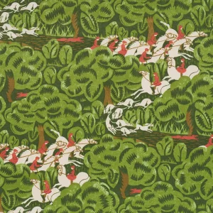 Schumacher X The New Yorker Margaret Schloeman's Fox Chase Fabric In Forest
