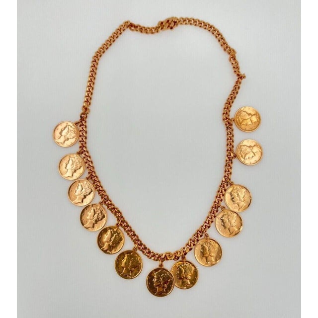 American Usa Genuine Vintage Dollar Coin Rose Gold Vermeil Sterling Silver Curb For Sale - Image 4 of 7