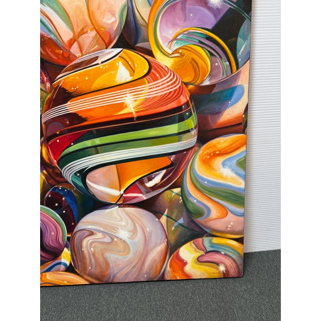 Patrick Bailey's Marbles Oil on Canvas, Signed For Sale - Image 11 of 12
