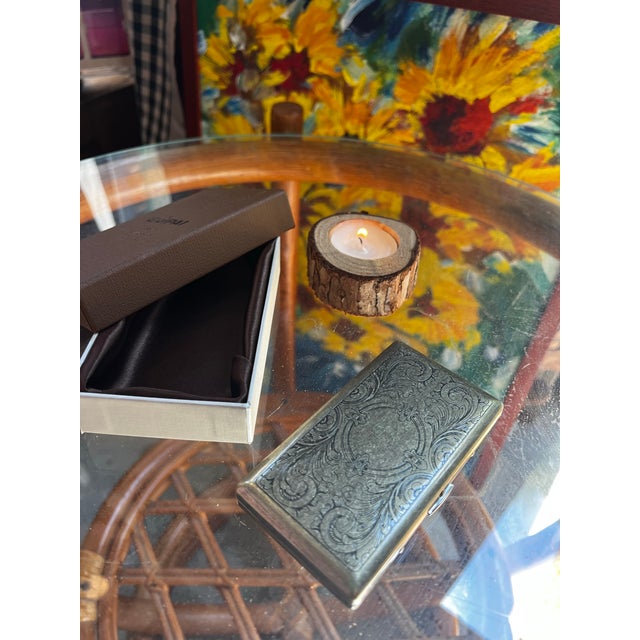 1970s Vintage Pair of Brass Etched Cigarette Cases For Sale - Image 5 of 12