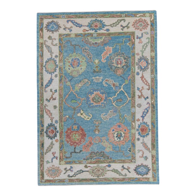 Turkish Oushak Rug 4'1" x 5'11" For Sale