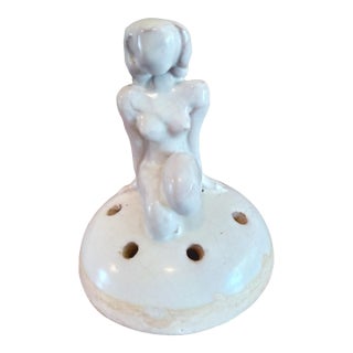 Vintage Antique Nude Woman Ceramic Flower Frog For Sale