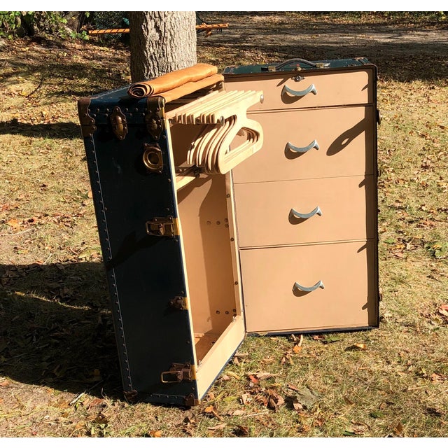 1920 Oshkosh Steamer Trunk With 4 Drawers & 10 Wood Hangers Chairish