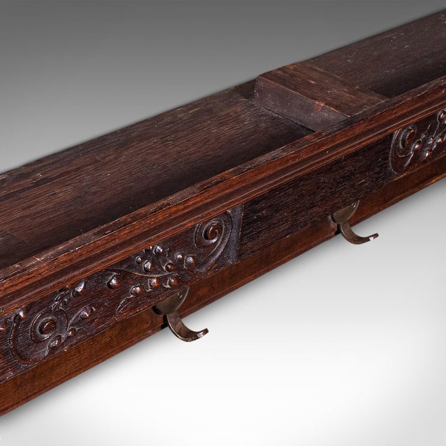 4 Hook Antique Cloakroom Coat Rack, English, Reception Valet, Edwardian, c.1905 For Sale - Image 6 of 10