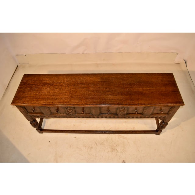 Brown Period Edwardian English Oak Sideboard, C. 1900 For Sale - Image 8 of 8