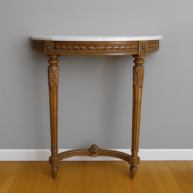 Louis XVI Half-Moon Console in Carved Wood For Sale - Image 5 of 5