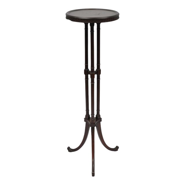 Vintage Mersman Regency Style Mahogany 46" Tall Pedestal Plant Stand Table For Sale