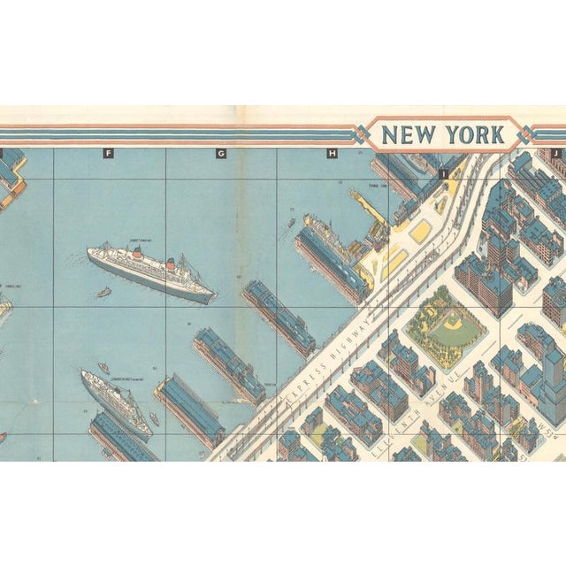 Hermann Bollmann New York City Birds-Eye Map for American Airlines, 1964 For Sale - Image 3 of 12