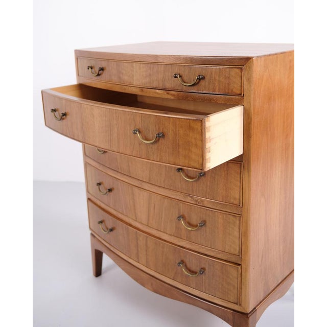 Wood Chest of Drawers in Flamed Walnut attributed to Ole Wanscher and A.J. Iversen, 1950s For Sale - Image 7 of 13