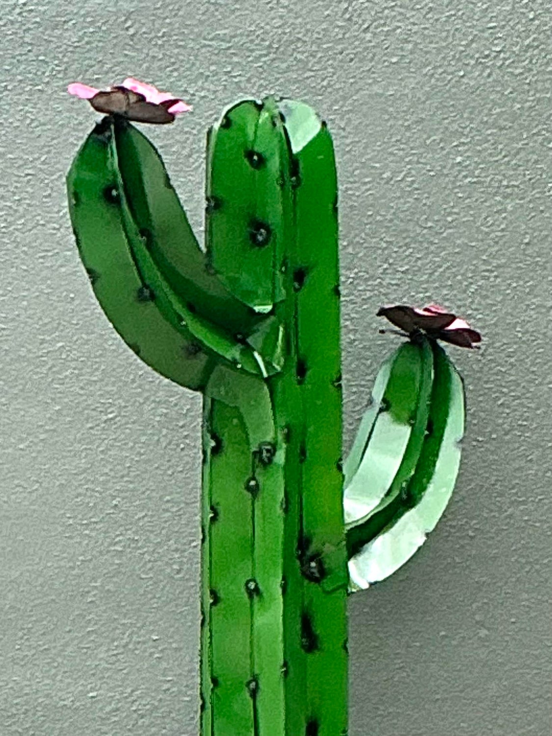 Vintage Torched Metal Cut Cactus - Side view
