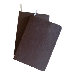 Set of 2 Faux Leather Brown Journals For Sale