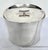 Made in Italy. Mid-century style high gloss stainless steel ice bucket. Oval with concave sides and curved bamboo handle....