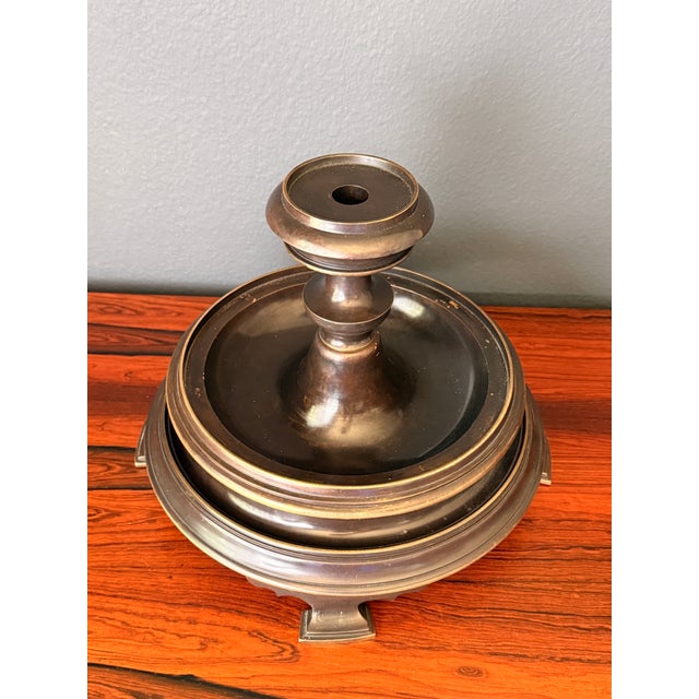 1970s Patinated Brass Hurricane Candle Holder by Chapman For Sale - Image 12 of 12