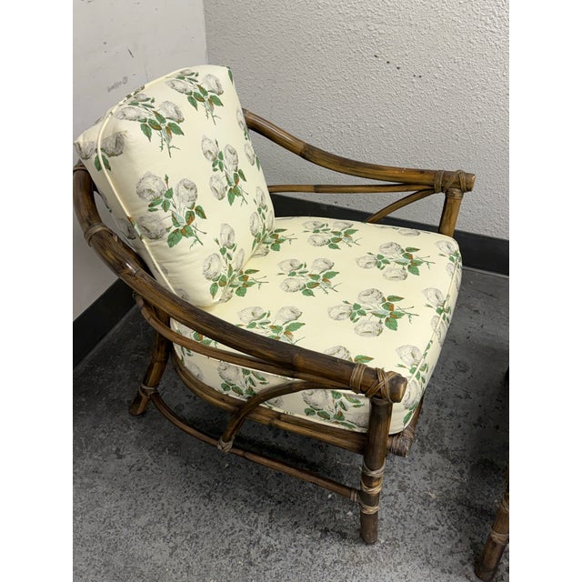 McGuire Furniture Bamboo Chair + Ottoman, Circa 1970s For Sale - Image 11 of 12