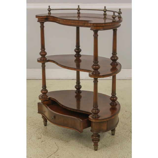 Age: Approx: 20 Years Old Details: Brass Gallery Quality Construction Regency Style Gorgeous Burl Walnut Top Surfaces w....