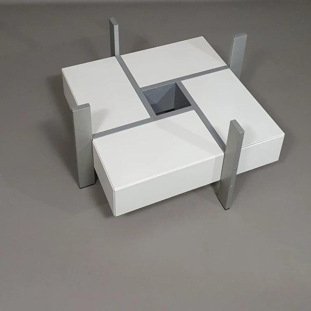 Minimalistic Coffee Table with Drawers and Glass Top, 1980s For Sale - Image 10 of 12