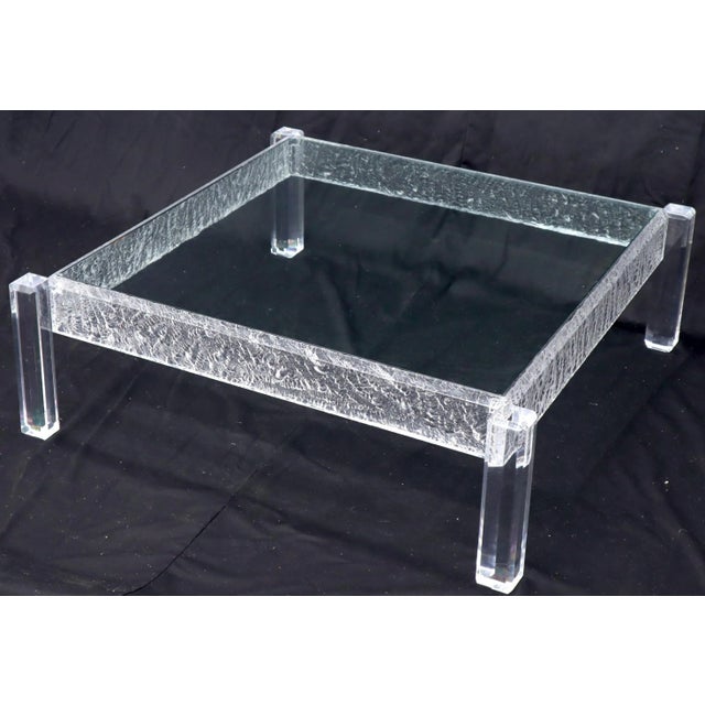 Large Square Carved Lucite Glass Top Coffee Table Chairish