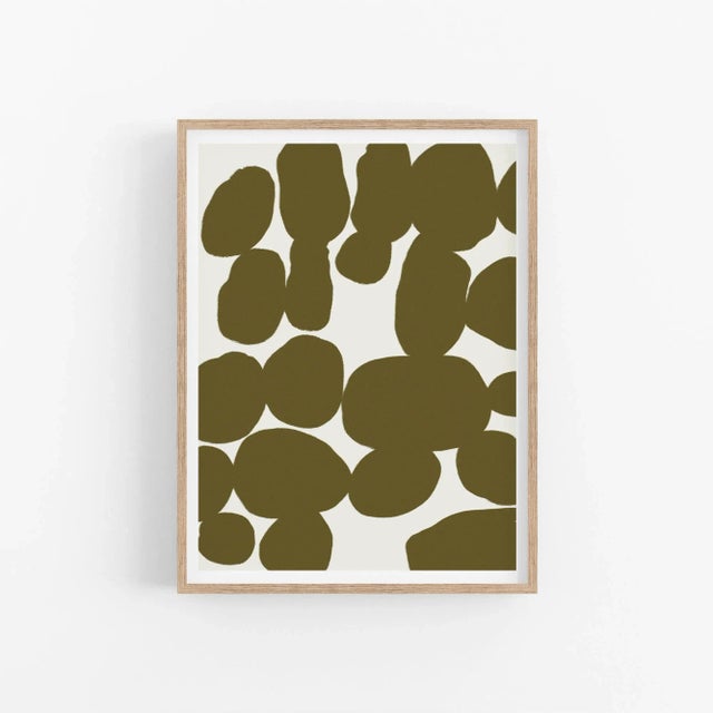 Open edition giclee print. 20"x28" Elegant green khaki composition on beige background. Abstract wall art print Printed on...