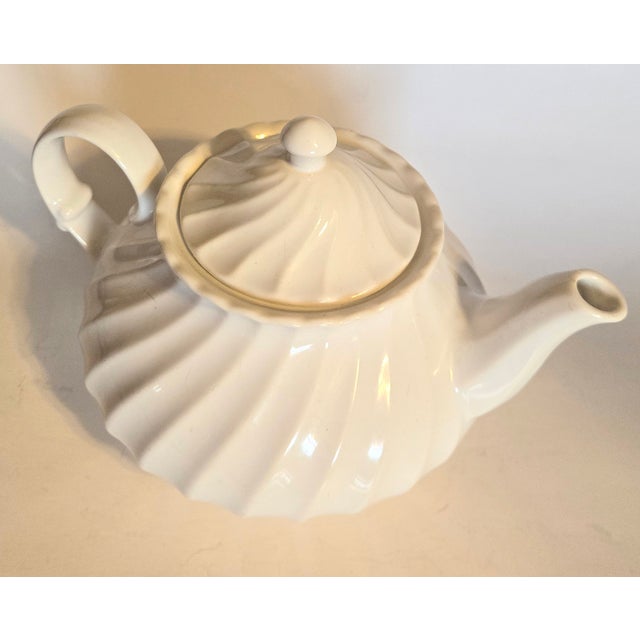 Vintage White Ironstone Teapot For Sale - Image 4 of 14