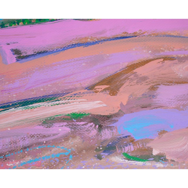 1980s Abstract Acrylic on Paper Landscape Painting by Harry Hilson For Sale - Image 4 of 8