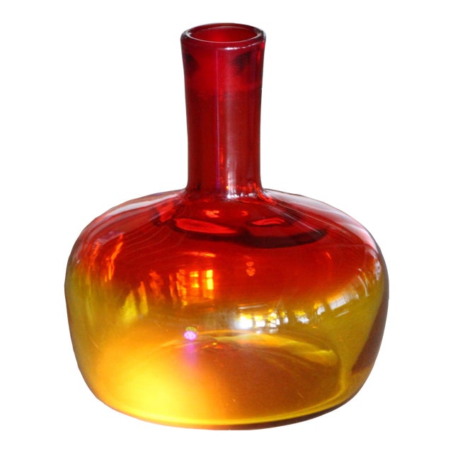 Vintage Uv Reactive Blenko Tangerine Decanter / Bottle #6944 For Sale
