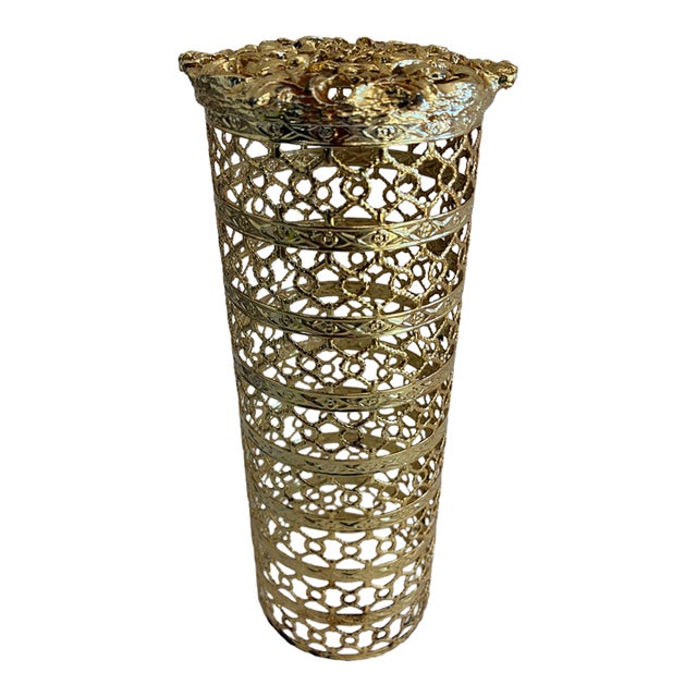 Vintage Gold Filigree Bottle Cover For Sale