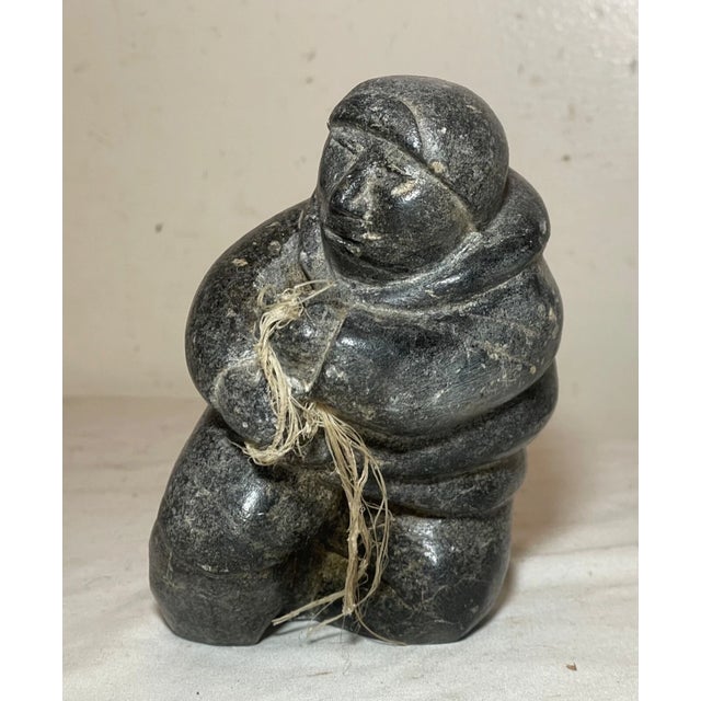 Up for sale is a high quality hand carved antique Canadian Inuit soapstone Eskimo sculpture. It's sculpted out of a solid...