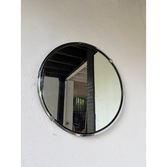 1970s Vintage Round Metal Mirror, 1970s For Sale - Image 5 of 18