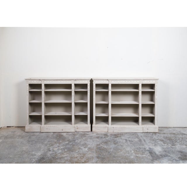 Pair of English 19th Century Neoclassical Style Painted and Carved Pine Shelves For Sale - Image 4 of 11