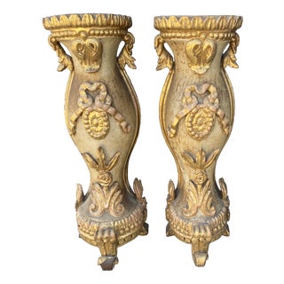19th Century Ornaments in Chestnut, Set of 2 For Sale