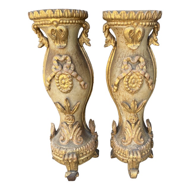 19th Century Ornaments in Chestnut, Set of 2 For Sale