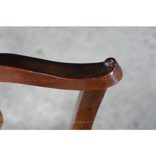 Antique Chippendale Style Interlaced Back Mahogany Armchair Dining Desk Chair For Sale - Image 13 of 18