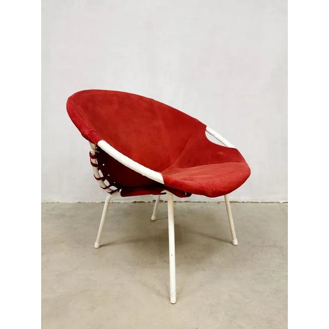 A beautiful set suede bucket seats, also called balloon chairs. Designed by lusch erzeugnis. Produced in germany by lusch...