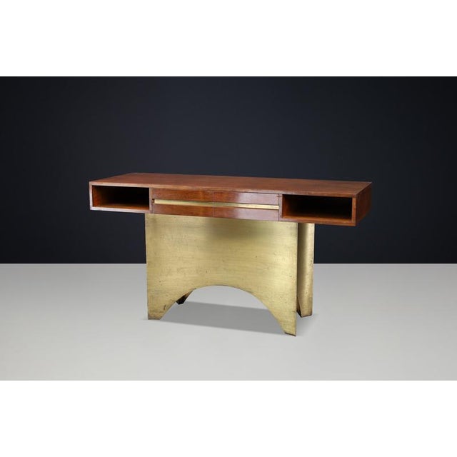 Italian Walnut Console with Brass Base, 1950s For Sale - Image 16 of 18