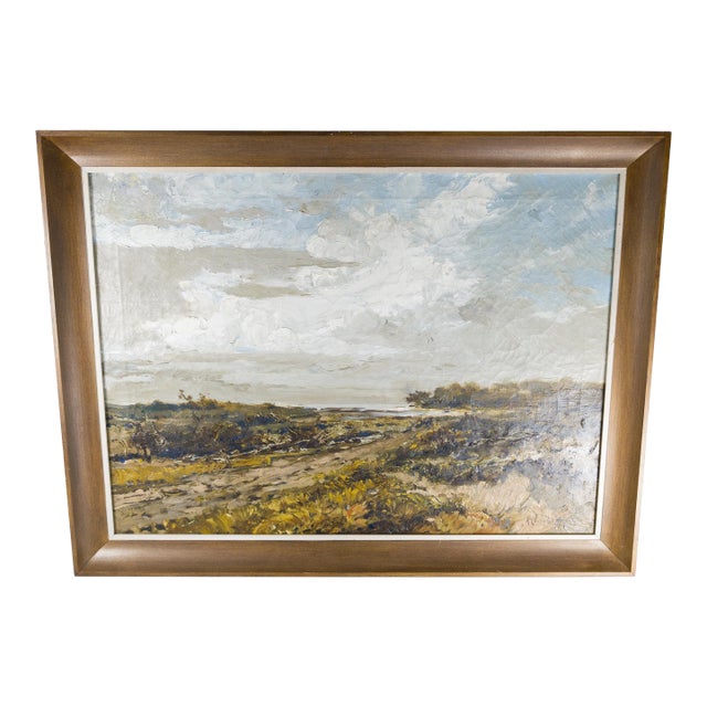 Early 20th Century English or American Coastal Dune Impressionist Landscape Painting For Sale
