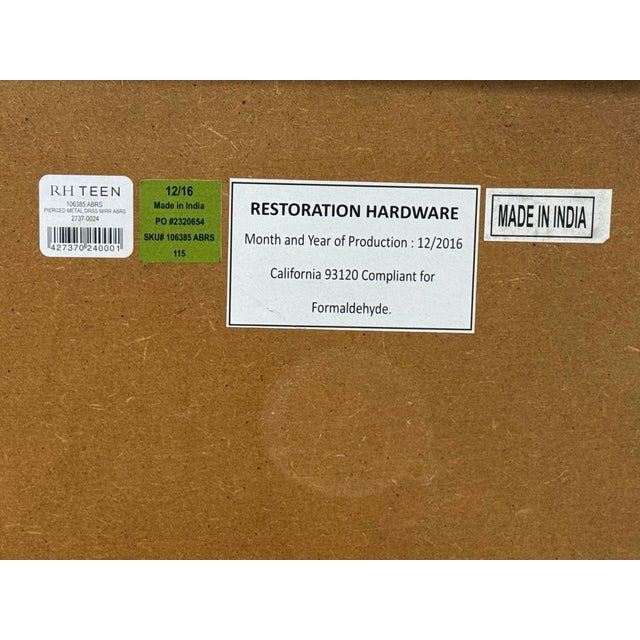 Restoration Hardware Teen Pierced Metal Wall Mirror For Sale - Image 11 of 12