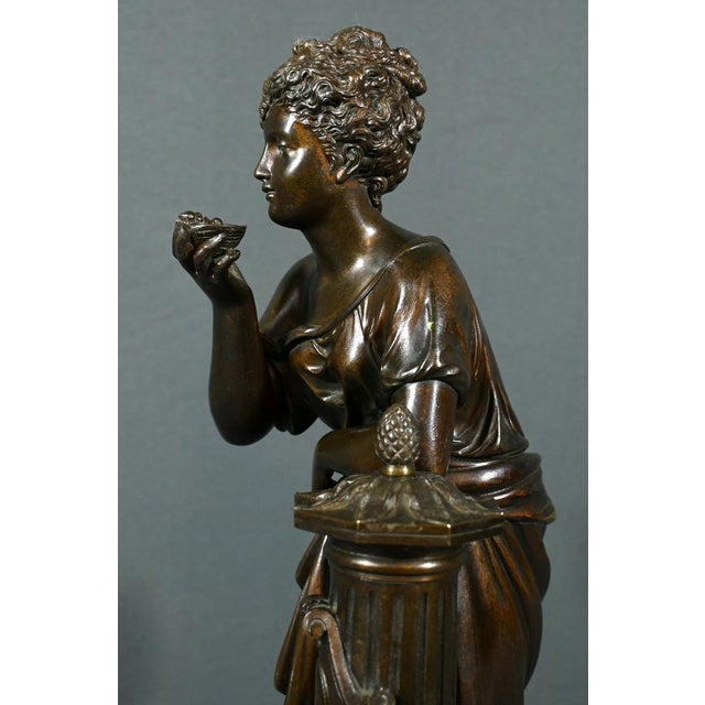 E. Bruchon, Lady at the Fountain, Mid-19th Century, Bronze For Sale - Image 14 of 18