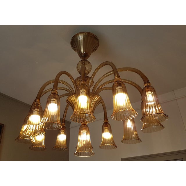 1920s Oval Murano Glass Chandelier by Napoleone Martinuzzi for Venini, 1920s For Sale - Image 5 of 10