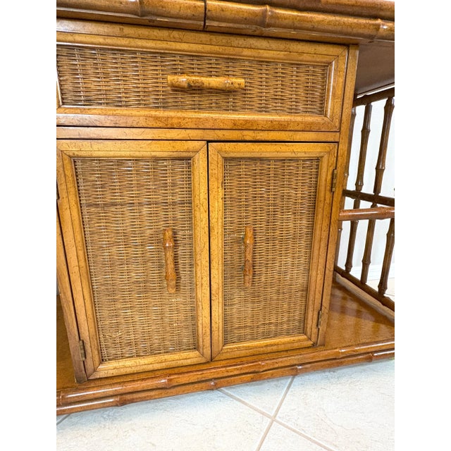 Vintage American of Martinsville Palm Beach Chic Bamboo Bar Cabinet on Casters For Sale - Image 9 of 18