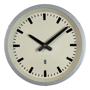 Industrial Grey Wall Clock from GW, East Germany, 1960s