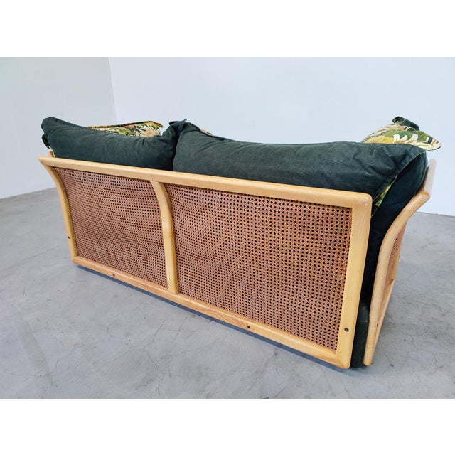 Mid-Century Modern Italian Sofa in Rattan and Original Fabric, 1970s For Sale - Image 9 of 11