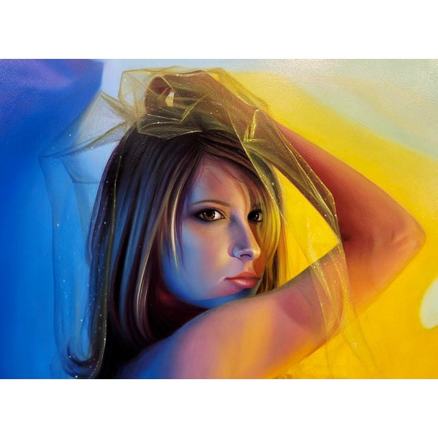 Donald Foster Clapper - Portrait of a Blonde Girl Wearing a Veil - Oil Painting For Sale In Los Angeles - Image 6 of 9